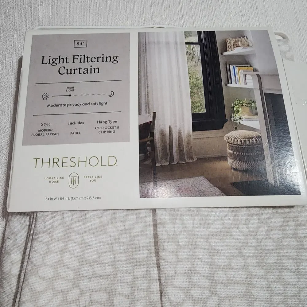 Threshold light filtering curtain W54'' x L 84'' Modern floral Farrah